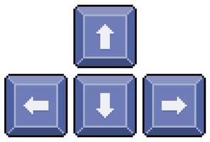 Pixel art keyboard arrow keys. Keyboard play keys vector icon for 8bit game on white background