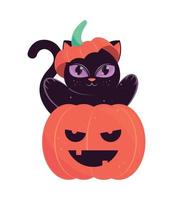 gato en calabaza, halloween vector