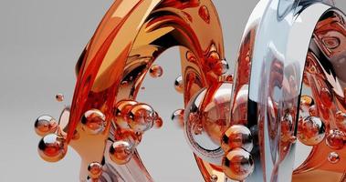 Abstract background using wave and ball pattern with glass effect and white background, 3d rendering, and 4K size photo