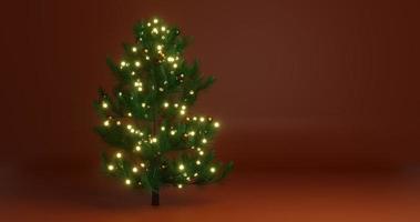 background design with a Christmas theme that is identical to a pine tree with its accessories, free space on the right, 3d rendering, and 4K size photo