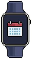 pixel art smartwatch con icono de calendario icono vectorial para juego de 8 bits sobre fondo blanco vector