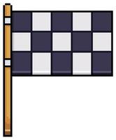 Pixel art checkered racing flag vector icon for 8bit game on white background