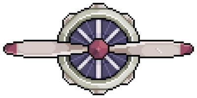 Pixel art airplane engine and propeller vector icon for 8bit game on white background