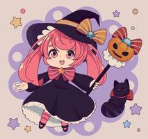 anime chibi witch vector