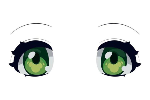Lexica - Cute anime girl, green eyes, green and black hair, ahoge