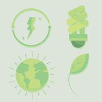 green energy icons collection vector