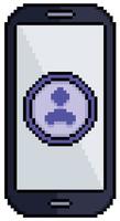 teléfono celular de pixel art con icono de perfil icono vectorial para juego de 8 bits sobre fondo blanco vector