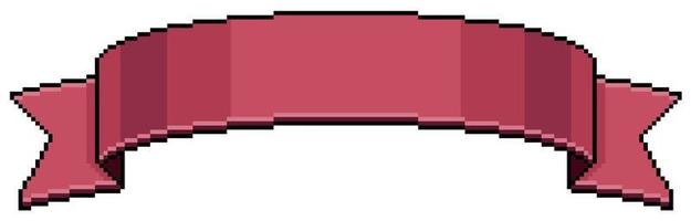 Pixel art red ribbon. red band stripe curved band vector icon for 8bit game on white background