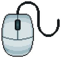 Pixel art computer mouse vector icon for 8bit game on white background