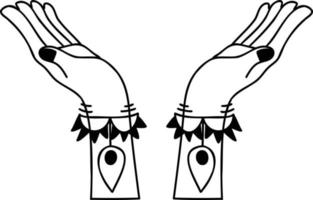 Hand Drawn boho style hands illustration vector