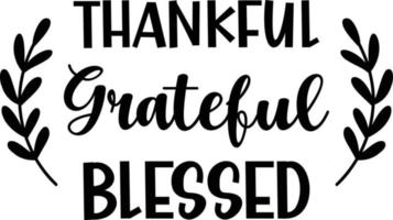 thankful grateful blessed lettering illustration vector