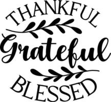 thankful grateful blessed lettering illustration vector