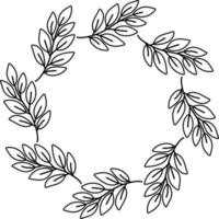 Hand Drawn leaf circle frame illustration vector