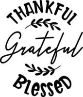thankful grateful blessed lettering illustration vector