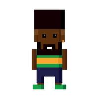 hombre afro píxel de 8 bits vector