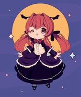 anime chibi at night vector