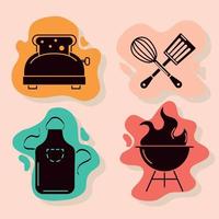 iconos de utensilios de cocina vector