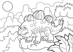 coloring book dinosaur stegosaurus vector