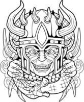 scandinavian god of deceit Loki, outline illustration design vector