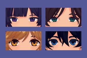 set of anime face boys vector