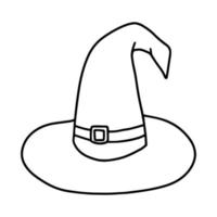 Vector doodle witch hat isolated illustration. Hand drawn witch hat for halloween clip art.