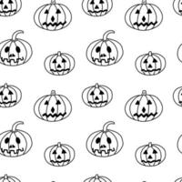 Halloween pumpkin seamless pattern vector. Doodle scary pumpkins isolated on white background vector