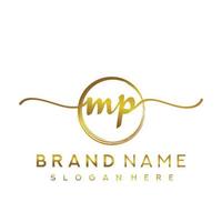 Initial MP handwriting logo with circle hand drawn template vector