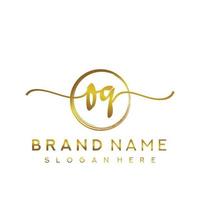 Initial OQ handwriting logo with circle hand drawn template vector