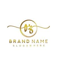 Initial OZ handwriting logo with circle hand drawn template vector