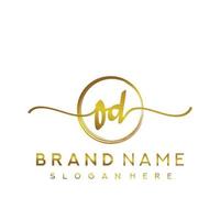 Initial OD handwriting logo with circle hand drawn template vector