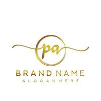 Initial PA handwriting logo with circle hand drawn template vector