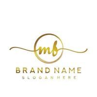 Initial MB handwriting logo with circle hand drawn template vector