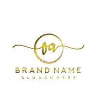 Initial OA handwriting logo with circle hand drawn template vector