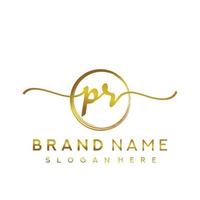 Initial PR handwriting logo with circle hand drawn template vector