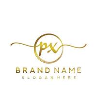 Initial PX handwriting logo with circle hand drawn template vector