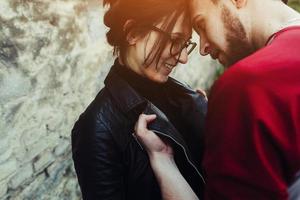 young beautiful couple fooling around photo