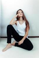 Young beautiful woman modeling photo