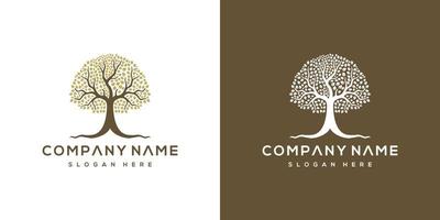 black oak tree logo and roots design vector