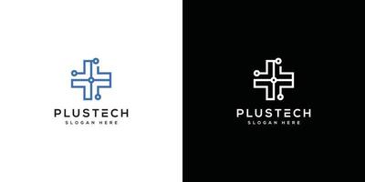 plus icon Medical pharmacy with technology logo vector