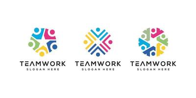 diseño de logotipo de comunidad de personas de trabajo en equipo vector