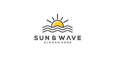 sun beach logo design Premium Vector