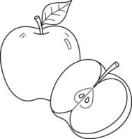 Página para colorear aislada de frutas de manzana para niños vector