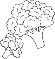 Broccoli Vegetable Isolated Coloring Page for Kids vector