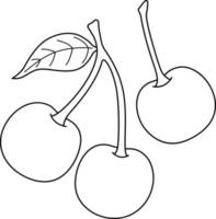 Cherry Fruit Isolated Coloring Page for Kids vector