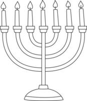 hanukkah menorah aislado página para colorear para niños vector