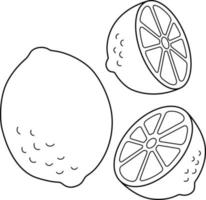 Lemon Fruit Isolated Coloring Page for Kids vector