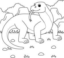 Página para colorear de animales dragón de Komodo para niños vector