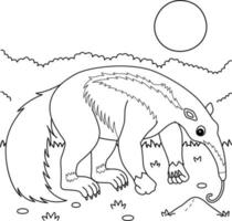 Giant Anteater Animal Coloring Page for Kids vector