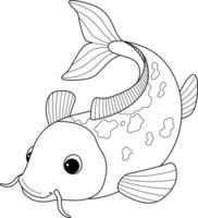 Koi Animal Isolated Coloring Page for Kids vector