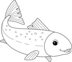 Salmon Animal Isolated Coloring Page for Kids vector